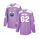 Adidas Edmonton Oilers #62 Eric Gryba Authentic Purple Fights Cancer Practice NHL Jersey