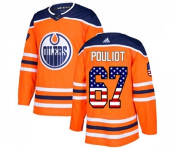 Adidas Edmonton Oilers #67 Benoit Pouliot Authentic Orange USA Flag Fashion NHL Jersey