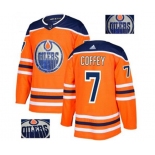 Adidas Edmonton Oilers #7 Paul Coffey Authentic Orange Fashion Gold NHL Jersey