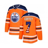 Adidas Edmonton Oilers #7 Paul Coffey Authentic Orange USA Flag Fashion NHL Jersey