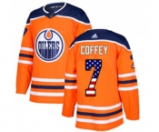 Adidas Edmonton Oilers #7 Paul Coffey Authentic Orange USA Flag Fashion NHL Jersey