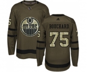 Adidas Edmonton Oilers #75 Evan Bouchard Authentic Green Salute to Service NHL Jersey