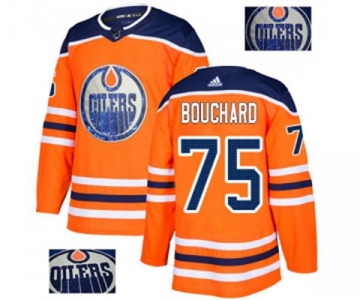 Adidas Edmonton Oilers #75 Evan Bouchard Authentic Orange Fashion Gold NHL Jersey