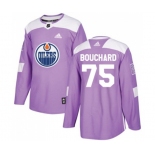 Adidas Edmonton Oilers #75 Evan Bouchard Authentic Purple Fights Cancer Practice NHL Jersey