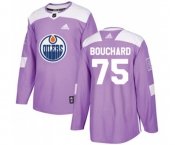 Adidas Edmonton Oilers #75 Evan Bouchard Authentic Purple Fights Cancer Practice NHL Jersey