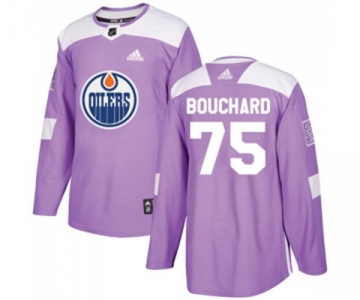 Adidas Edmonton Oilers #75 Evan Bouchard Authentic Purple Fights Cancer Practice NHL Jersey