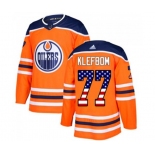 Adidas Edmonton Oilers #77 Oscar Klefbom Authentic Orange USA Flag Fashion NHL Jersey