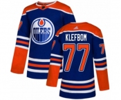 Adidas Edmonton Oilers #77 Oscar Klefbom Authentic Royal Blue Alternate NHL Jersey