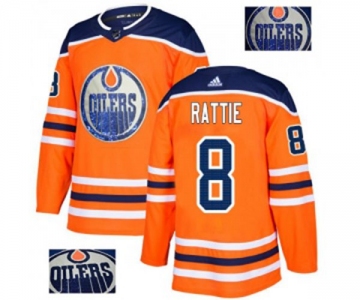 Adidas Edmonton Oilers #8 Ty Rattie Authentic Orange Fashion Gold NHL Jersey