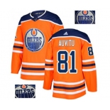 Adidas Edmonton Oilers #81 Yohann Auvitu Authentic Orange Fashion Gold NHL Jersey