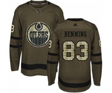 Adidas Edmonton Oilers #83 Matt Benning Authentic Green Salute to Service NHL Jersey