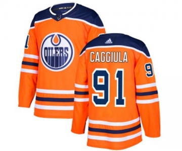 Adidas Edmonton Oilers #91 Drake Caggiula Authentic Orange Home NHL Jersey