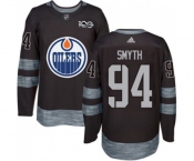 Adidas Edmonton Oilers #94 Ryan Smyth Authentic Black 1917-2017 100th Anniversary NHL Jersey