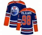 Adidas Edmonton Oilers #98 Jesse Puljujarvi Authentic Royal Blue Alternate NHL Jersey