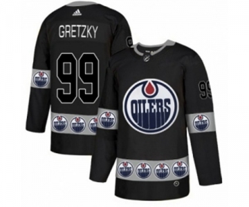 Adidas Edmonton Oilers #99 Wayne Gretzky Authentic Black Team Logo Fashion NHL Jersey