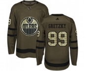 Adidas Edmonton Oilers #99 Wayne Gretzky Authentic Green Salute to Service NHL Jersey