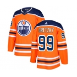 Adidas Edmonton Oilers #99 Wayne Gretzky Authentic Orange Home NHL Jersey