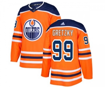 Adidas Edmonton Oilers #99 Wayne Gretzky Authentic Orange Home NHL Jersey