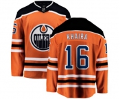 Edmonton Oilers #16 Jujhar Khaira Fanatics Branded Orange Home Breakaway NHL Jersey