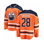 Edmonton Oilers #28 Kyle Brodziak Authentic Orange Home Fanatics Branded Breakaway NHL Jersey