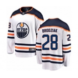 Edmonton Oilers #28 Kyle Brodziak Authentic White Away Fanatics Branded Breakaway NHL Jersey