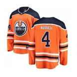 Edmonton Oilers #4 Kris Russell Authentic Orange Home Fanatics Branded Breakaway NHL Jersey