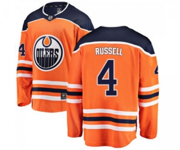 Edmonton Oilers #4 Kris Russell Authentic Orange Home Fanatics Branded Breakaway NHL Jersey