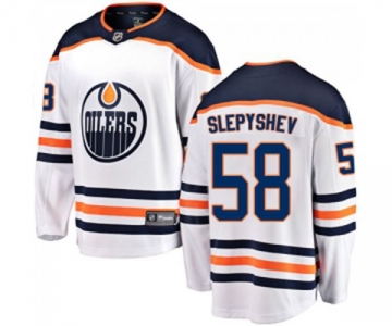 Edmonton Oilers #58 Anton Slepyshev Fanatics Branded White Away Breakaway NHL Jersey