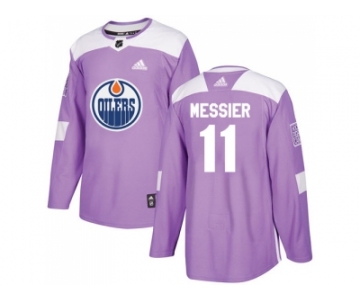 Men Adidas Edmonton Oilers #11 Mark Messier Purple Authentic Fights Cancer Stitched NHL Jersey