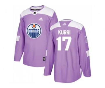 Men Adidas Edmonton Oilers #17 Jari Kurri Purple Authentic Fights Cancer Stitched NHL Jersey