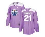 Men Adidas Edmonton Oilers #21 Andrew Ference Purple Authentic Fights Cancer Stitched NHL Jersey