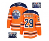 Men Adidas Edmonton Oilers #29 Leon Draisaitl Orange Home Authentic Fashion Gold Stitched NHL Jersey