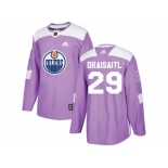 Men Adidas Edmonton Oilers #29 Leon Draisaitl Purple Authentic Fights Cancer Stitched NHL Jersey