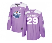 Men Adidas Edmonton Oilers #29 Leon Draisaitl Purple Authentic Fights Cancer Stitched NHL Jersey