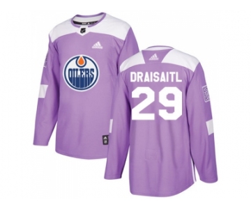 Men Adidas Edmonton Oilers #29 Leon Draisaitl Purple Authentic Fights Cancer Stitched NHL Jersey