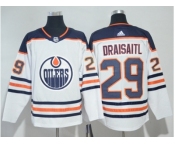 Men Adidas Edmonton Oilers #29 Leon Draisaitl White Road Authentic Stitched NHL Jersey