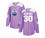 Men Adidas Edmonton Oilers #30 Bill Ranford Purple Authentic Fights Cancer Stitched NHL Jersey