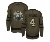 Men Adidas Edmonton Oilers #4 Kris Russell Green Salute to Service Stitched NHL Jersey