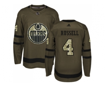 Men Adidas Edmonton Oilers #4 Kris Russell Green Salute to Service Stitched NHL Jersey