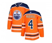 Men Adidas Edmonton Oilers #4 Kris Russell Orange Home Authentic Stitched NHL Jersey