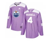 Men Adidas Edmonton Oilers #4 Kris Russell Purple Authentic Fights Cancer Stitched NHL Jersey