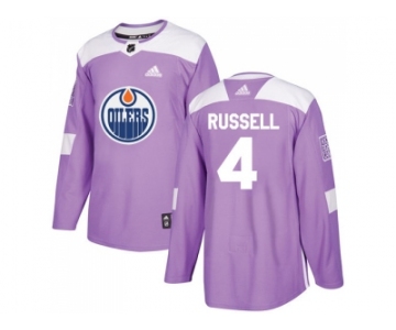 Men Adidas Edmonton Oilers #4 Kris Russell Purple Authentic Fights Cancer Stitched NHL Jersey