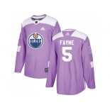 Men Adidas Edmonton Oilers #5 Mark Fayne Purple Authentic Fights Cancer Stitched NHL Jersey