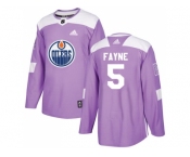 Men Adidas Edmonton Oilers #5 Mark Fayne Purple Authentic Fights Cancer Stitched NHL Jersey