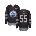 Men Adidas Edmonton Oilers #55 Mark Letestu Black 1917-2017 100th Anniversary Stitched NHL Jersey