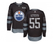 Men Adidas Edmonton Oilers #55 Mark Letestu Black 1917-2017 100th Anniversary Stitched NHL Jersey