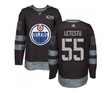 Men Adidas Edmonton Oilers #55 Mark Letestu Black 1917-2017 100th Anniversary Stitched NHL Jersey