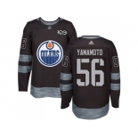 Men Adidas Edmonton Oilers #56 Kailer Yamamoto Black 1917-2017 100th Anniversary Stitched NHL Jersey