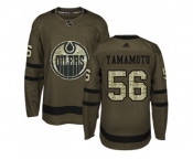 Men Adidas Edmonton Oilers #56 Kailer Yamamoto Green Salute to Service Stitched NHL Jersey