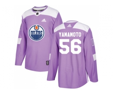 Men Adidas Edmonton Oilers #56 Kailer Yamamoto Purple Authentic Fights Cancer Stitched NHL Jersey